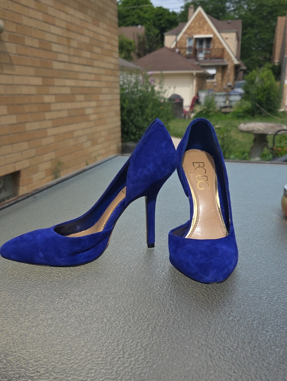 BCBG Cobalt Blue Suede Pointed-Toe Stiletto Pumps